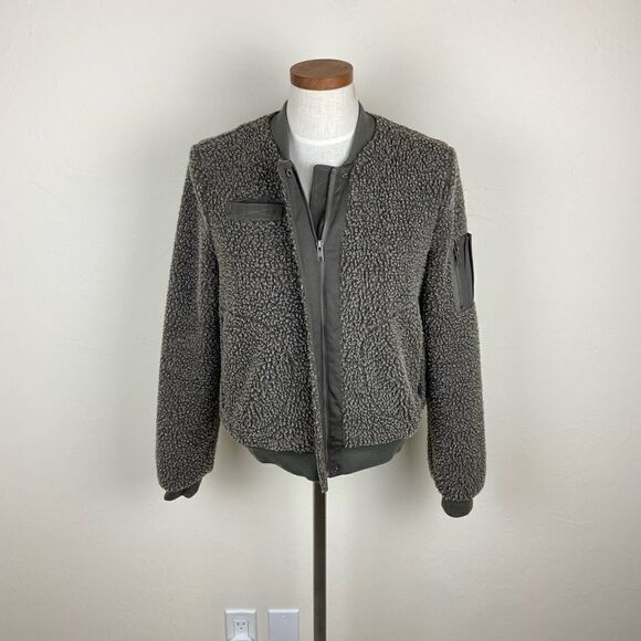 Urban Outfitters BDG Teddy Bomber Jacket - Olive Green - Picture 2 of 7